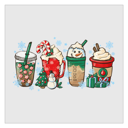 Christmas Snowflake Snowman Coffee Latte DTF Transfer