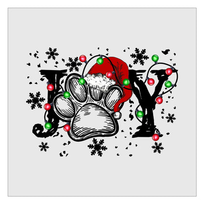 Joy Paw Print Christmas DTF Transfer