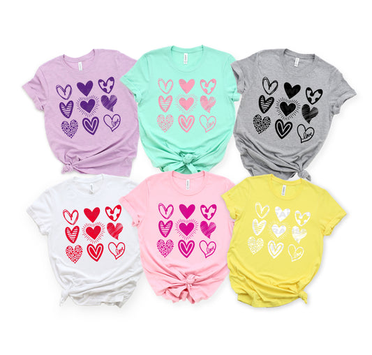 Hand Drawn Hearts - 6 Colors - DTF Transfer