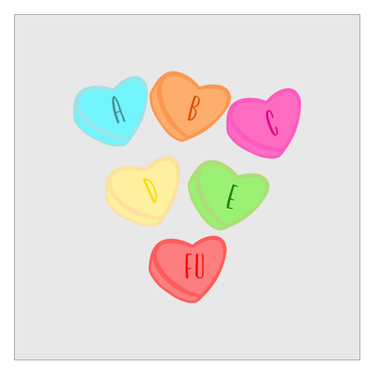 ABCDEFU Candy Hearts DTF Transfer