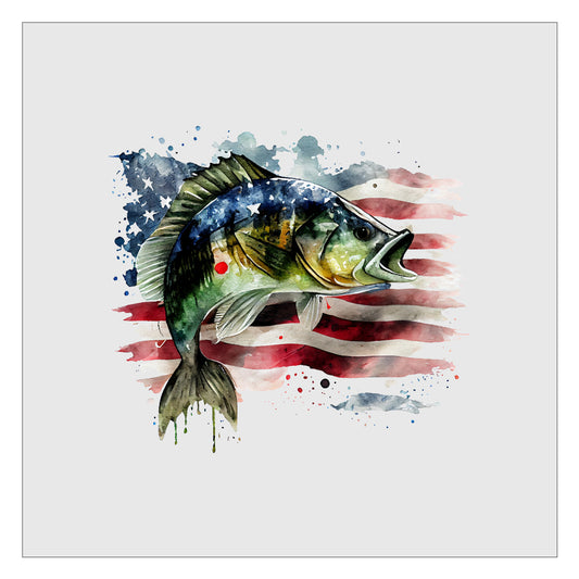 Bass Fish American Flag DTF Transfer