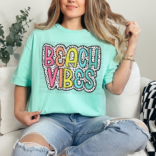 Beach Vibes Bright Color Doodle Dalmatian Dots DTF Transfer