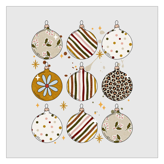 Boho Christmas Ornaments DTF Transfer