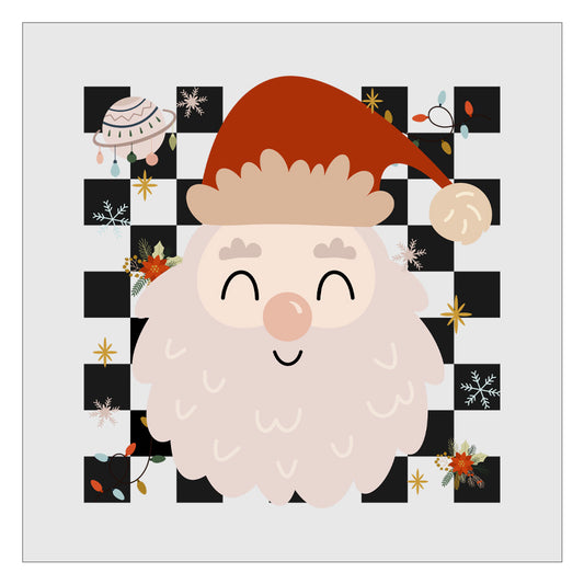 Boho Santa Checkered Background DTF Transfer