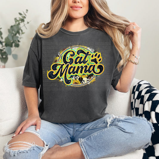 Cat Mama Sunflower Round DTF Transfer