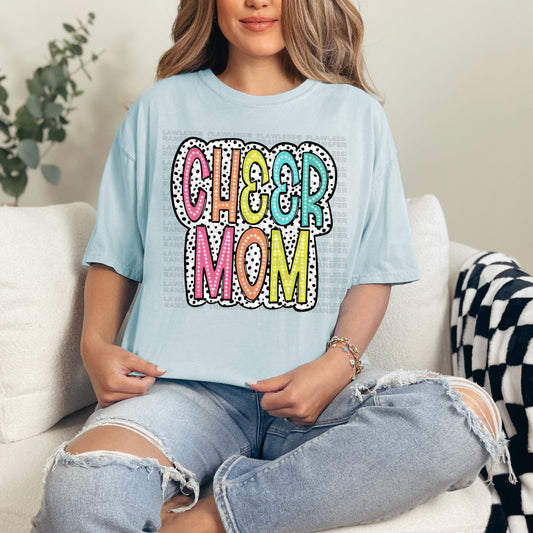 Cheer Mom Bright Color Doodle Dalmatian Dots DTF Transfer