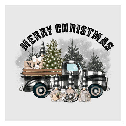 Merry Christmas - Gnomes Plaid Truck DTF Transfer