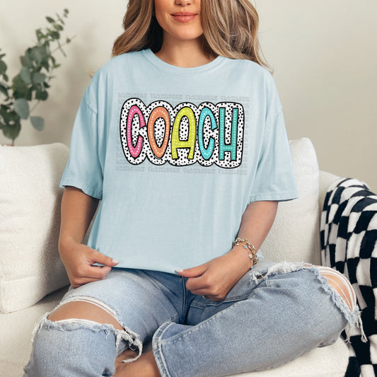 Coach Bright Color Doodle Dalmatian Dots DTF Transfer