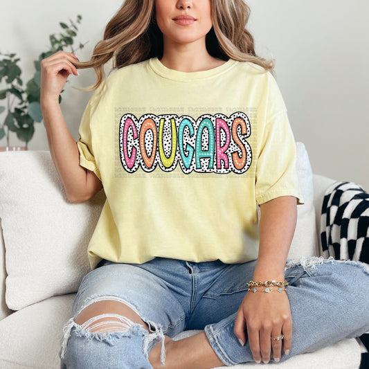 Cougars Bright Color Doodle Dalmatian Dots DTF Transfer