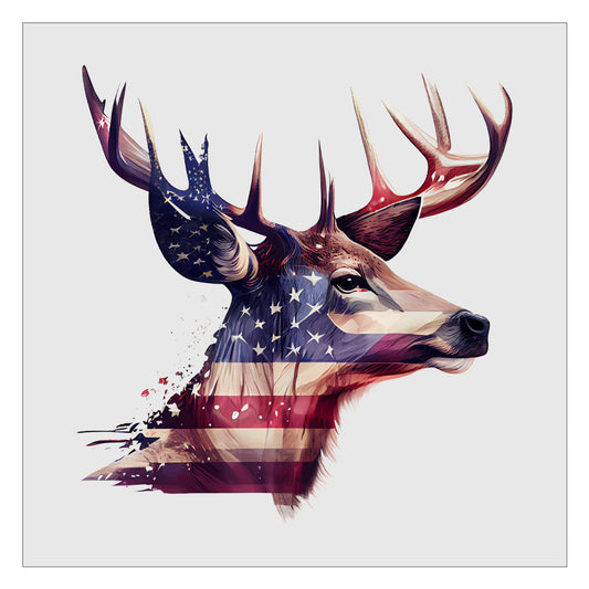 Deer Head American Flag DTF Transfer