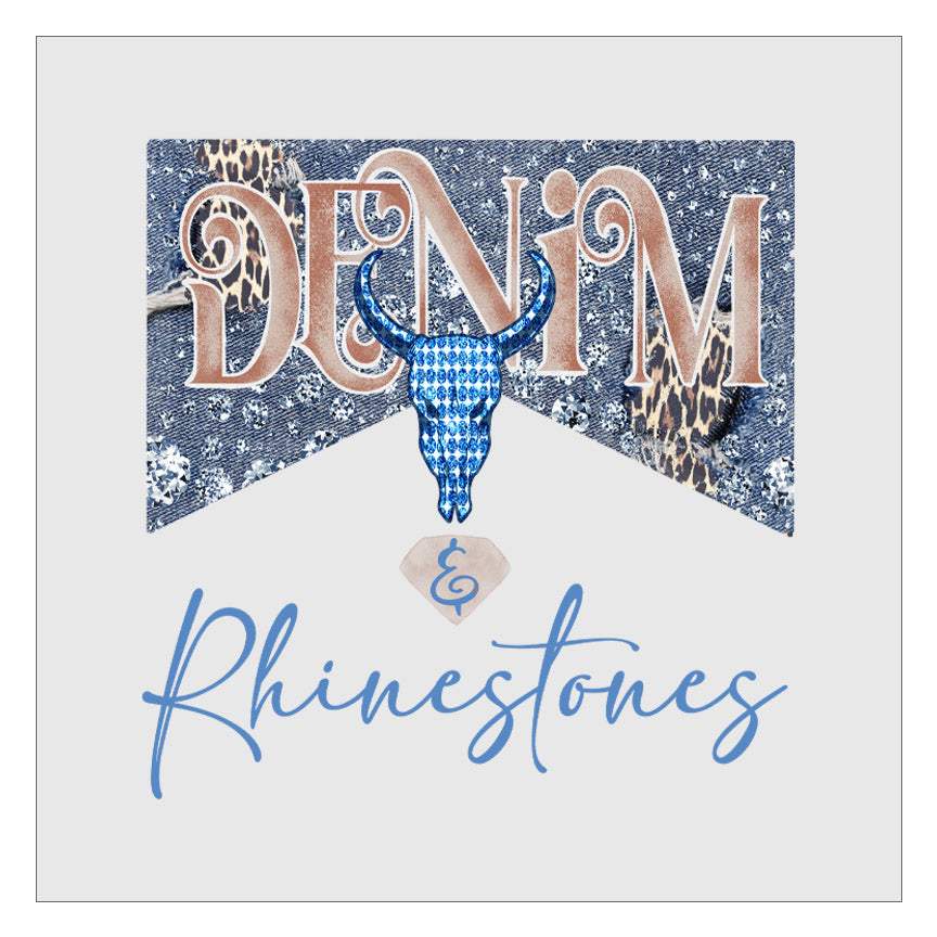 Denim And Rhinestones - Blue DTF Transfer