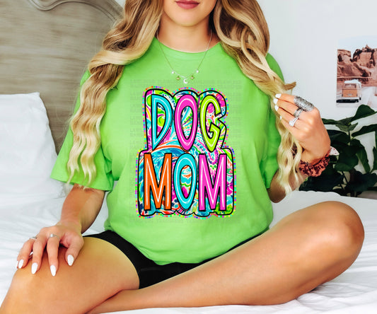 Dog Mom Scribble Doodle Bright Paisley Colorful Dots DTF Transfer