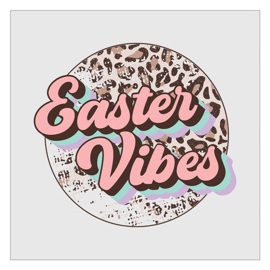 Easter Vibes - Round Leopard DTF Transfer