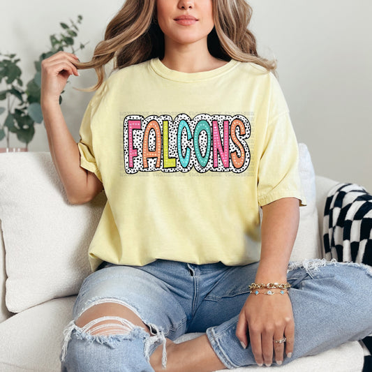 Falcons Bright Color Doodle Dalmatian Dots DTF Transfer