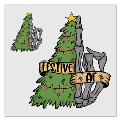 Festive AF Christmas Tree DTF Transfer - Pocket and Back Print SET