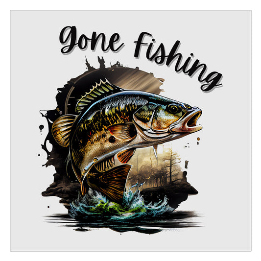 Gone Fishing Bass Fish DTF Transfer