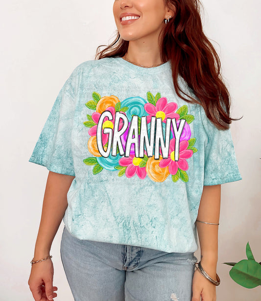 Granny Bright Floral DTF Transfer