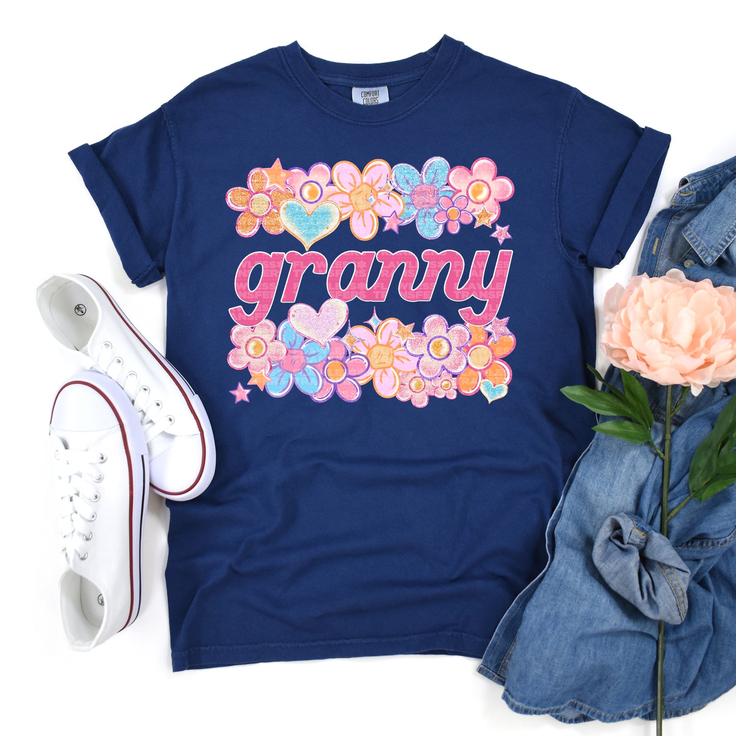 Granny Floral Heart Family Names DTF Transfer