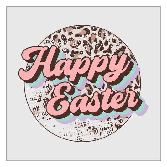 Happy Easter - Leopard Print DTF Transfer