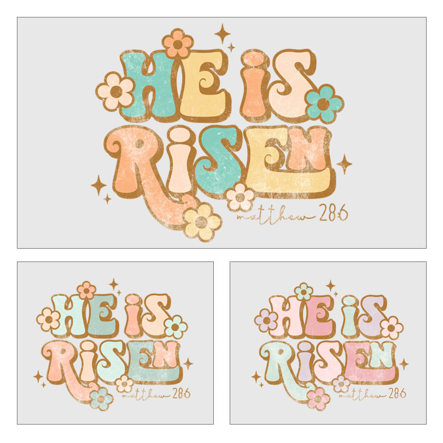 He Is Risen - Retro - 3 Designs DTF Transfer