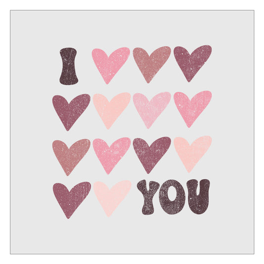 I love You Hearts - Retro Distressed DTF Transfer