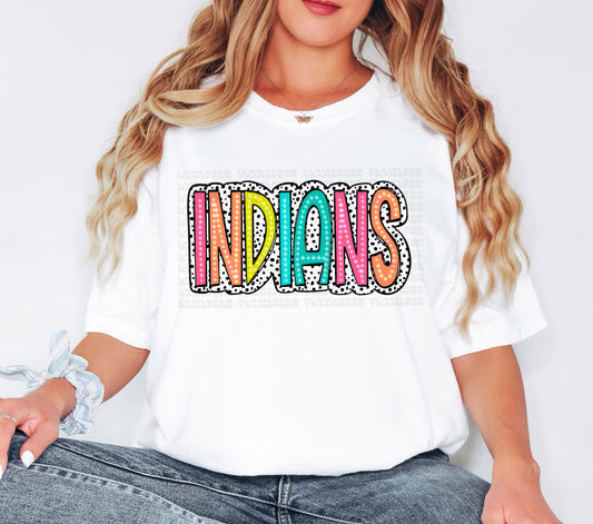 Indians Bright Color Doodle Dalmatian Dots DTF Transfer