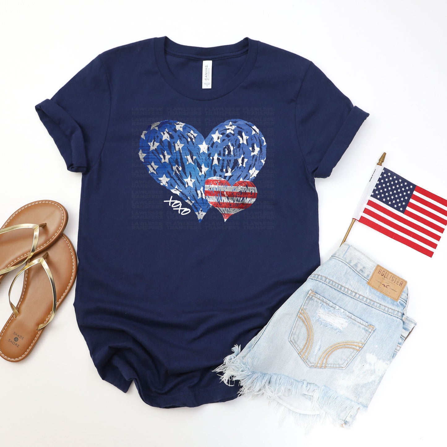 XOXO Love Heart American Flag DTF Transfer