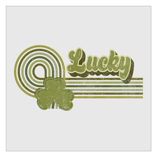 Lucky Retro With Shamrock DTF Transfer