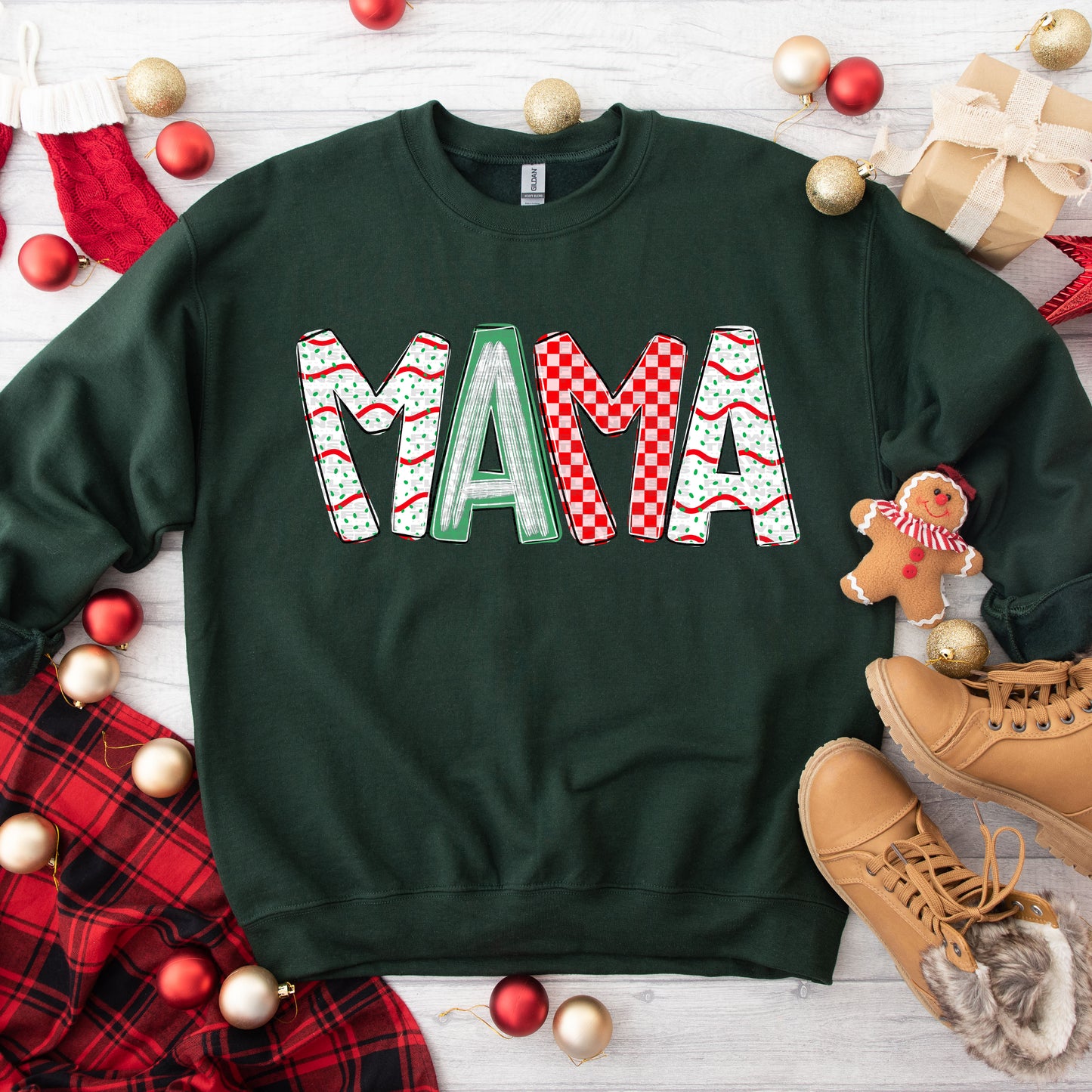 Mama - Pink Christmas Cake Alpha Font DTF Transfer