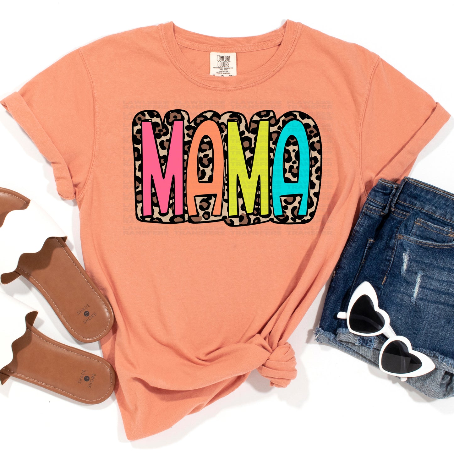 Mama Bright Color Doodle Leopard Print DTF Transfer