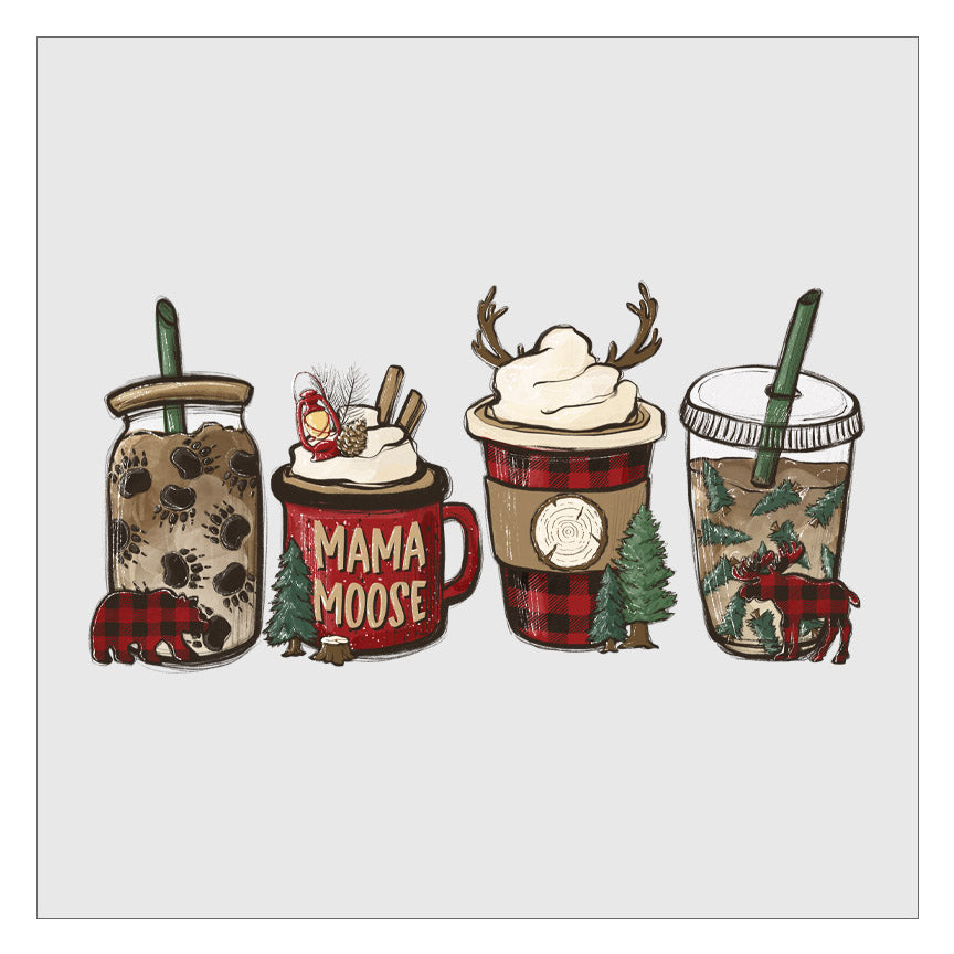 Mama Moose Buffalo Plaid Coffee Latte DTF Transfer