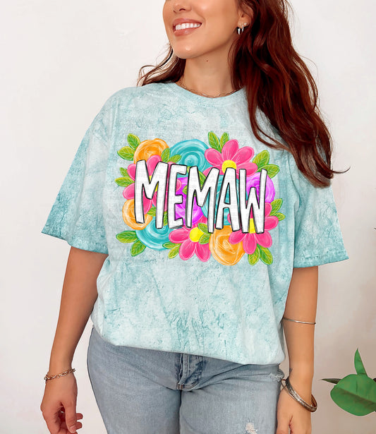 Memaw Bright Floral DTF Transfer