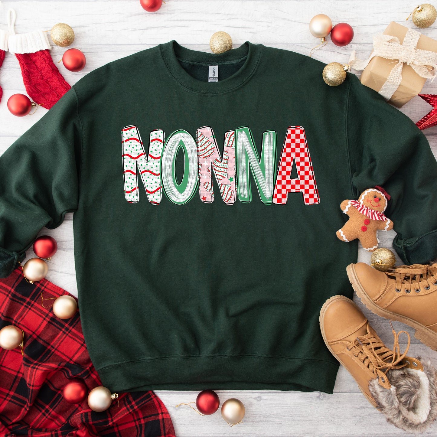 Nonna - Pink Christmas Cake Alpha Font DTF Transfer