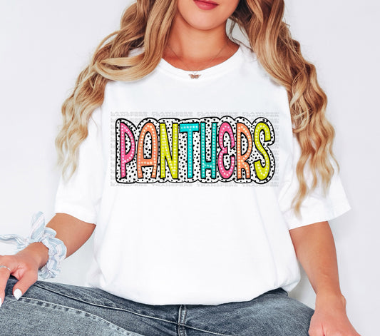 Panthers Bright Color Doodle Dalmatian Dots DTF Transfer