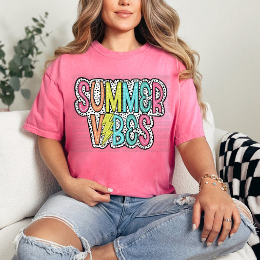 Summer Vibes Bright Color Doodle Dalmatian Dots DTF Transfer