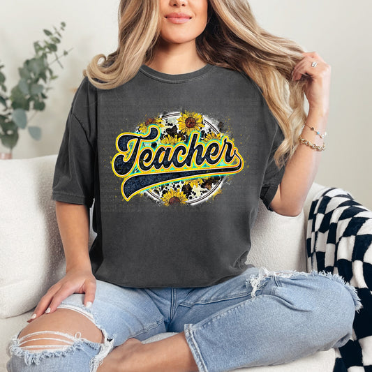 Teacher Sunflower Round DTF Transfer