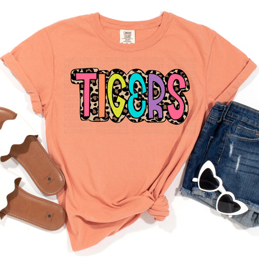 Tigers Bright Color Doodle Leopard Print DTF Transfer