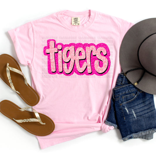 Tigers Pink Glitter DTF Transfer