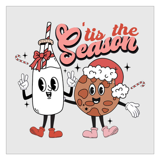 Tis the Season Milk and Cookies Retro - Design 2 DTF Transfer