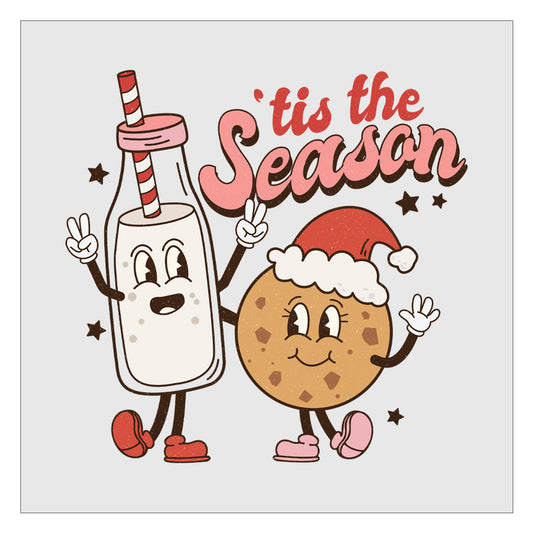 Tis The Season Milk And Cookies Retro - Design 1 DTF Transfer