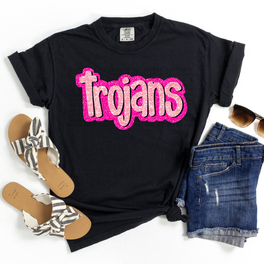 Trojans Pink Glitter DTF Transfer