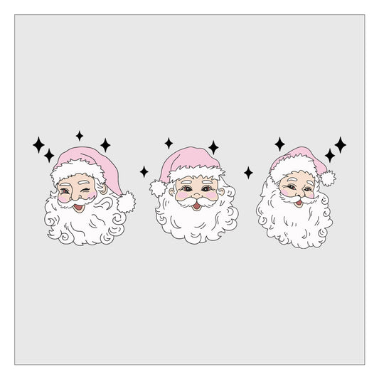 Vintage Santa Faces - Pink DTF Transfer