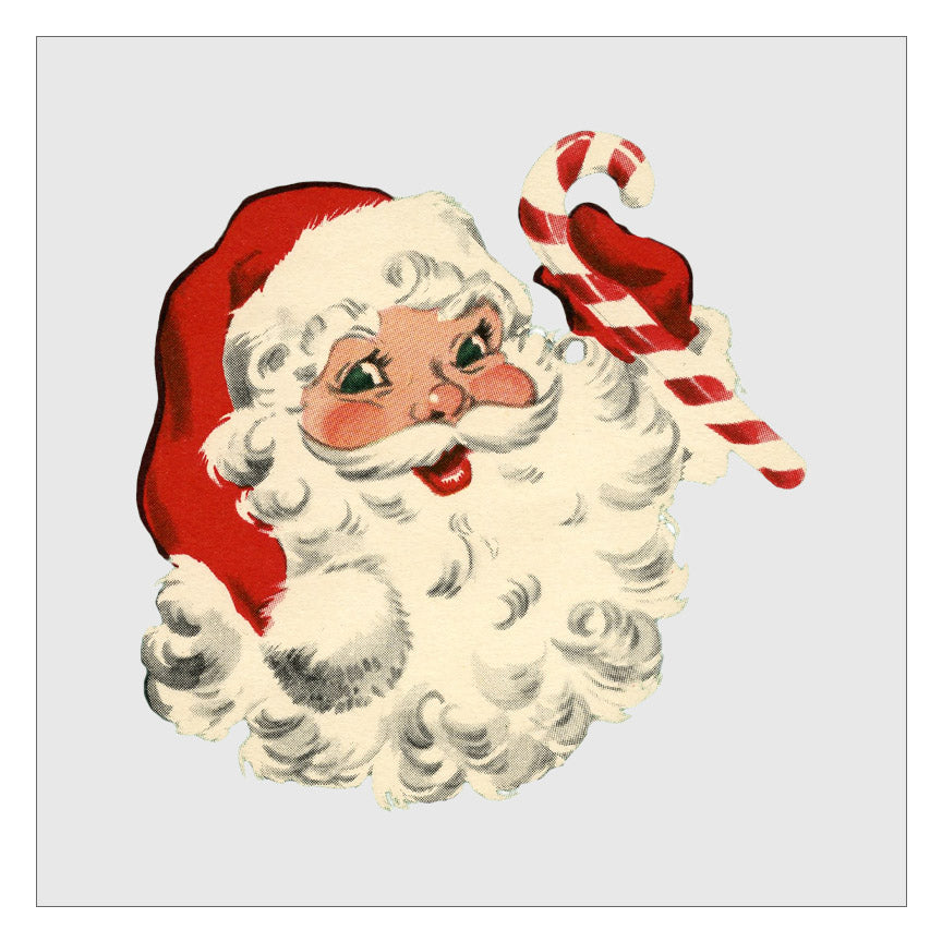 Vintage Santa With Candy Cane DTF Transfer