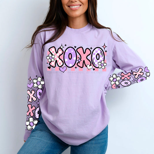 XOXO Pink And Purple Front And Sleeve SET DTF Transfer