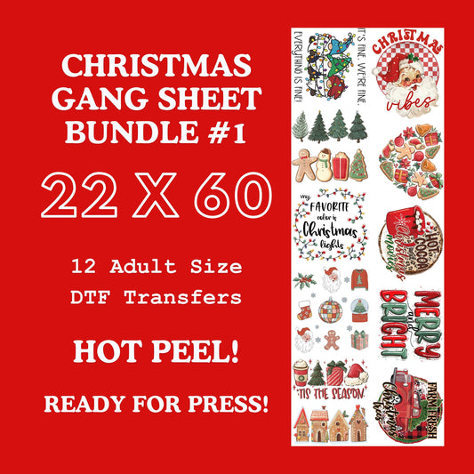 Premium Christmas DTF Transfer Gang Sheet, Hot Peel & Press Ready, Perfect for Small Business Apparel Decor, Unique Holiday Gift