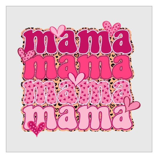 Mama Stacked Pink Valentines Day DTF Transfer, Hot Peel, Ready For Press, Direct To Film, Valentines Day DTF Transfers, Glitter DTF Transfer