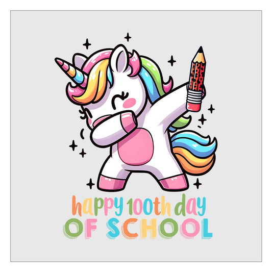 100 Days Of School Dabbing Unicorn DTF Transfer Ready For Press, Direct To Film, Transfer For Shirts, Tshirt Transfers, Transfers For Kids