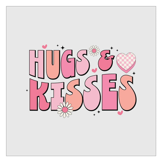 Hugs And Kisses DTF Transfer, Hot Peel, Ready For Press, Direct To Film, Valentines Day DTF Transfers, Glitter DTF Transfers