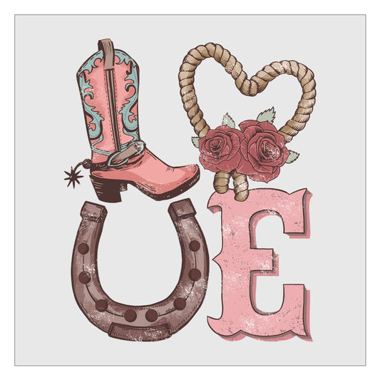 Love Western Cowgirl - Design 1 DTF Transfer, Valentines Day DTF, Western Cowgirl, Country Girl, Ready For Press, Hot Peel