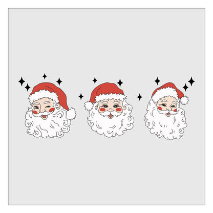 Vintage Santa Faces - Red DTF Transfer , Ready For Press, Hot Peel, Transfers For Shirts, Heat Transfer, Direct To Film